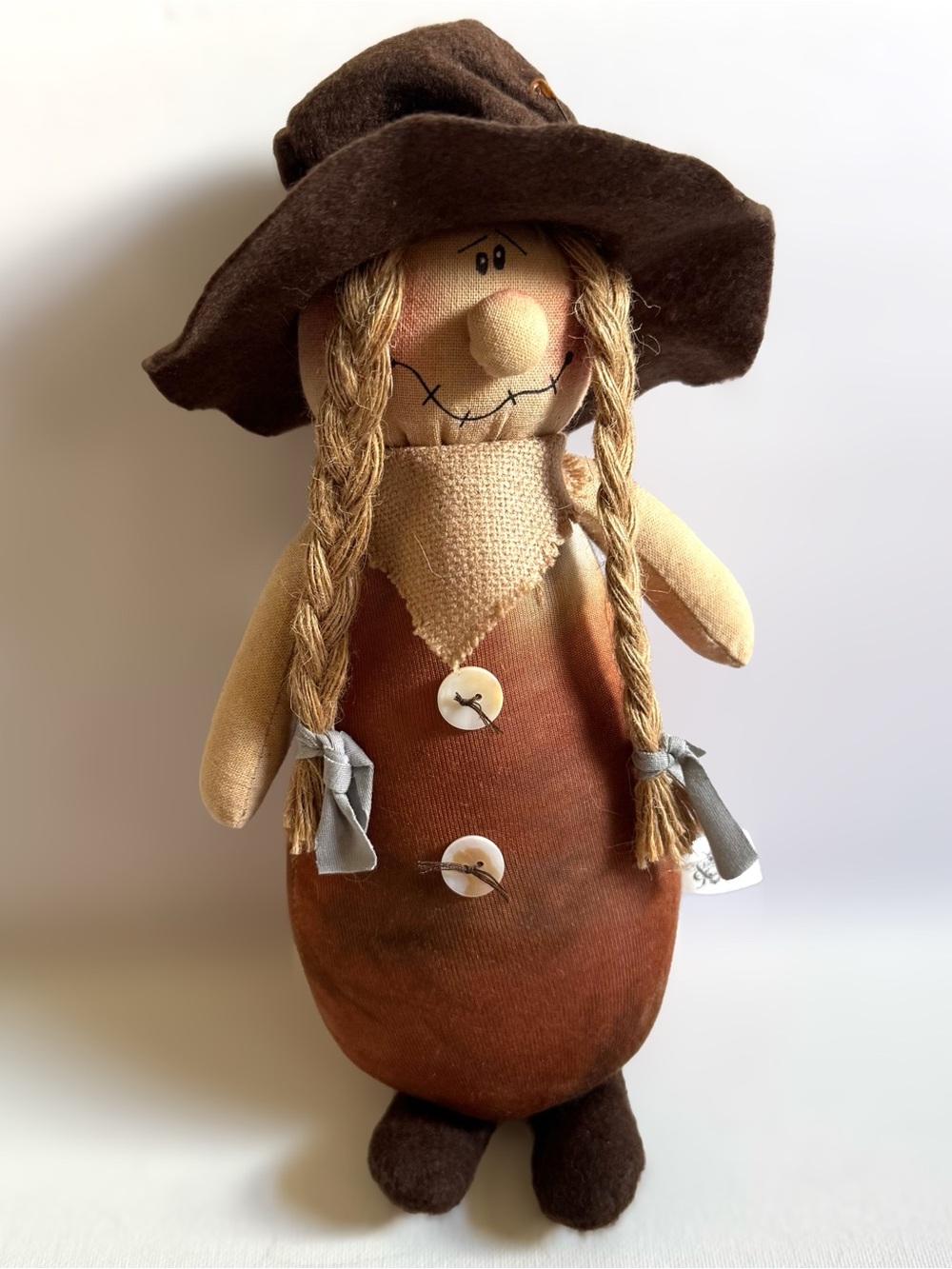 Honey and Me Riley Primitive Scarecrow Shelf Sitter Plush Rustic Fall Folk Art